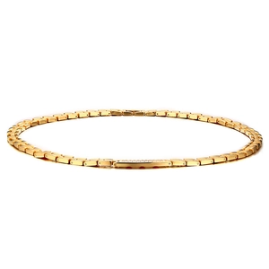 Flat gold titanium steel magnetic link chain necklace with industrial textured links