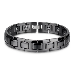 Men's Black Ceramic Magnetic Link Bracelet With Hematite Stones Vintage Geometric Healthy Energy Jewelry Bracelet For Men