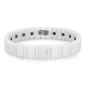 Bracelet Magnétique En Céramique Blanche Pour Hommes Santé Bio Énergie Style Géométrique Bijoux Minimalistes Avec Boucle En Acier Inox