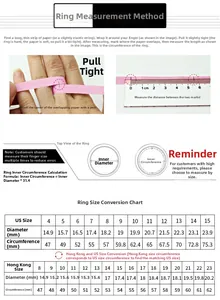 Sizing chart for stainless steel rings with US and Hong Kong measurement standards