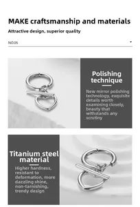 Macro detail of heart-shaped T-bar OT clasp made of mirror-polished titanium steel