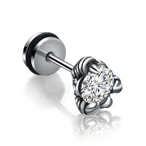 Punk Gothic Titanium Steel Dragon Claw Stud Earrings For Men Women Rhinestone Inlaid Individual Hip Hop Rock Jewelry Gift