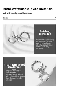 Close-up of titanium steel earrings with bamboo design and mirror polished finish