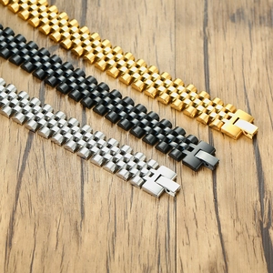 Bracelets de montre en acier inoxydable en finitions or, noir et argenté