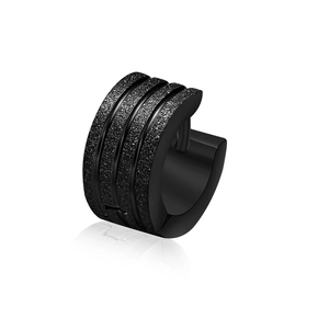 Boucles d'Oreilles Créoles Huggie en Acier Titane Sablé pour Hommes Femmes Motif Vintage Punk Or Argent Noir Bijoux