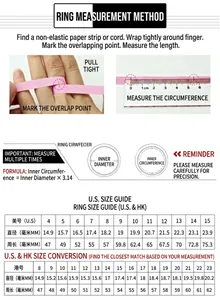 Size guide for stainless steel rings with US and HK measurement charts and instructions