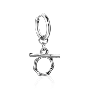 Korean Minimalist Titanium Steel Bamboo Drop Hoop Earrings For Women Silver Polished Industrial Style Personality Earring