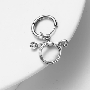 Orecchini a cerchio minimalisti in acciaio inox argento con pendenti tondi stile industriale