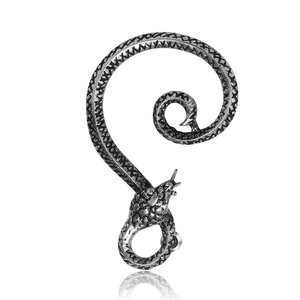 Vintage silver snake ear cuff with detailed scale texture and spiral wrap design
