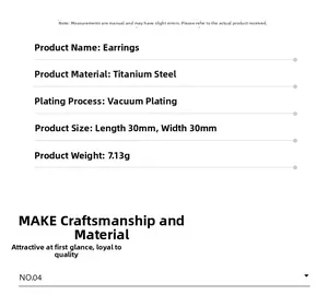 Specifications of 30mm titanium steel hoop earrings with vacuum plating finish