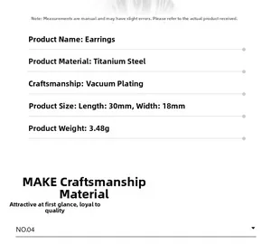 Technical specifications for stainless steel cross earrings measuring 30mm by 18mm