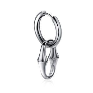 Boucle d'oreille créole en acier inoxydable en V avec pendentif argenté poli