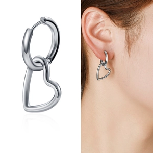 Vintage Punk Hip Hop Titanstahl Herz Ohrringe Für Damen Herren Minimalistisch Silber Farbe Edelstahl Metall Schmuck