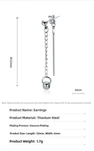 Detail view of 52mm titanium steel cross earring with vacuum plating specs