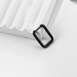 Minimalist black rectangular titanium steel ear cuff earring in industrial matte style