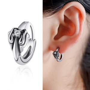 Retro Punk Titanium Steel Cross Stud Earrings For Men Women Gothic Silver Rhinestone Jewelry Gift Single Sale