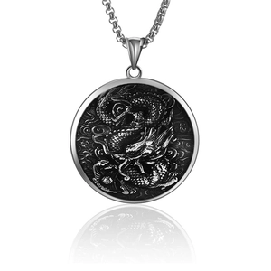 Collier Pendentif Bouclier de Guerrier Spartiate en Acier Inoxydable Rétro pour Homme Bijoux Hip Hop Dragon Médaillon