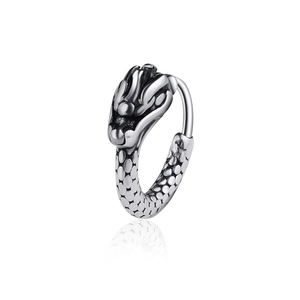 Retro Punk Titanium Steel Dragon Scale Hoop Earrings Gothic Skull Cross Star Stud Earrings For Men Women Hip Hop Jewelry