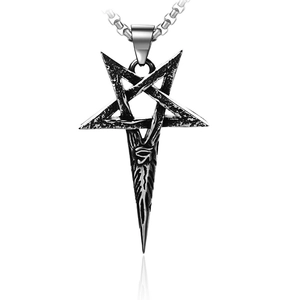 Vintage 316 Stainless Steel Warrior Shield Pendant Necklace For Men Hip Hop Pentagram Dragon Medallion Retro Distressed Jewelry Chain