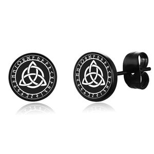Vintage Viking Rune Stainless Steel Stud Earrings For Men Women Black Nordic Nordic Celtic Knot Geometric Stud Earrings