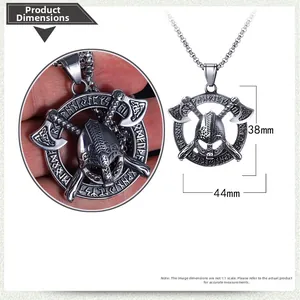 Detailed view showing the size and Norse runes on Viking warrior helmet pendant