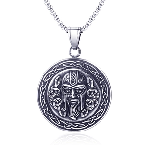Retro Edelstahl Wikinger Krieger Anhänger Halskette Für Herren Nordischer Keltischer Knoten Runde Medaille Box Kette Hip Hop Schmuck