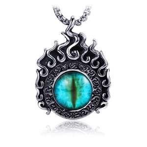 Retro Stainless Steel Viking Evil Eye Pendant Necklace Men Women Vintage Flame Star Of David Rune Circle Pendants Jewelry