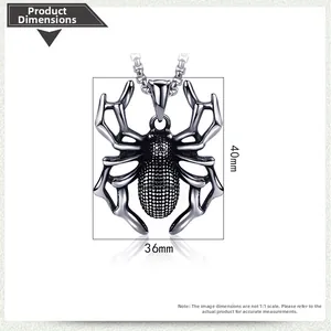 Macro shot of vintage silver spider pendant showing 40mm height and 36mm width details