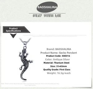 Macro detail of the gothic gecko pendant in antique silver finish made of titanium steel