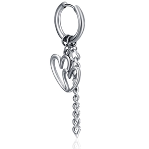 Titanium Steel Heart Cross Pendant Hoop Earrings Hip Hop Punk Vintage Silver Metallic Puncture Jewelry For Men Women