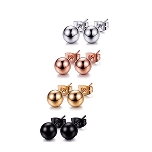 Minimalist Stainless Steel Ball Stud Earrings For Women Girls Korean Style Geometric Round Bead Gold Silver Black Jewelry Gift