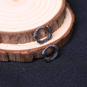 Vintage oxidized silver hoop earrings with gothic embossed texture for couples