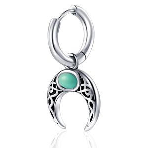 Boucles d'oreilles créoles argentées avec pendentif turquoise et motif nœud celtique