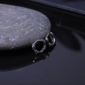 Vintage gothic cross flower hoop earrings in oxidized stainless steel for men and women