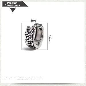 Detailed view of dragon totem earrings in vintage silver with 5mm width and 12mm size