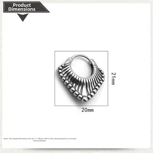 Tableau des tailles détaillé des boucles d'oreilles tribales en acier titane 20mm x 21mm