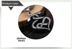 Détail du pendentif serpent en forme de cœur argent antique avec texture d'écailles
