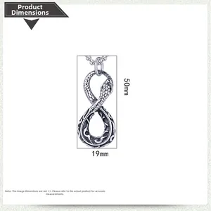 Detailed technical drawing of a vintage snake pendant with 50mm height measurements
