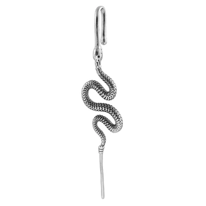 Crochet d'oreille serpent en acier inoxydable avec texture d'écailles et fini argenté