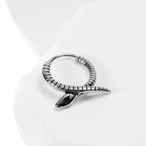 Retro Titanium Steel Snake Hoop Earring Vintage Distressed Pattern Hip Hop Gothic Earring For Men Women Jewelry Accessory