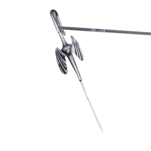 Vintage silver bird phoenix hair stick with intricate wing feathers and long tapered tail
