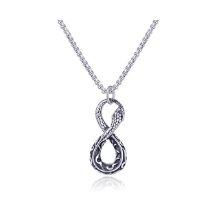 Retro stainless steel snake pendant necklace with intricate scales and 8-shape design