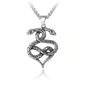 Collier pendentif cœur serpent en argent vintage en acier inoxydable durable