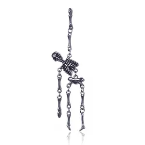 Gothic-Punk Skelett-Ohrhänger aus gunmetal-farbenem Edelstahl für Damen und Herren