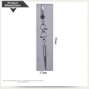 Detailed view of silver cross earring dimensions 70mm by 17mm with spike charm pendant
