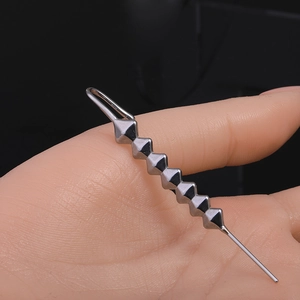 Boucle d'Oreille Crochet Croix Punk en Acier Inoxydable pour Hommes Individuel Ligne Diagonale Barbell Industriel Bijoux Gothiques