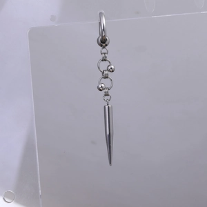 Silver punk hip-hop cross spike drop earrings in high-polished stainless steel for men