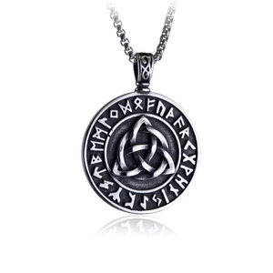Collier viking nordique avec pendentif nœud celtique et runes en acier inoxydable