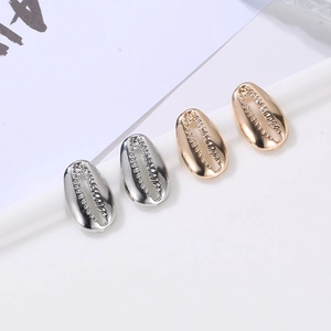 Fashion alloy shell stud earrings in gold and silver finish with realistic texture