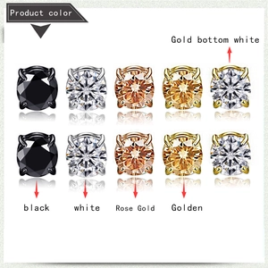 Boucles d'oreilles magnétiques en zircone ronde avec monture à quatre griffes multicolore